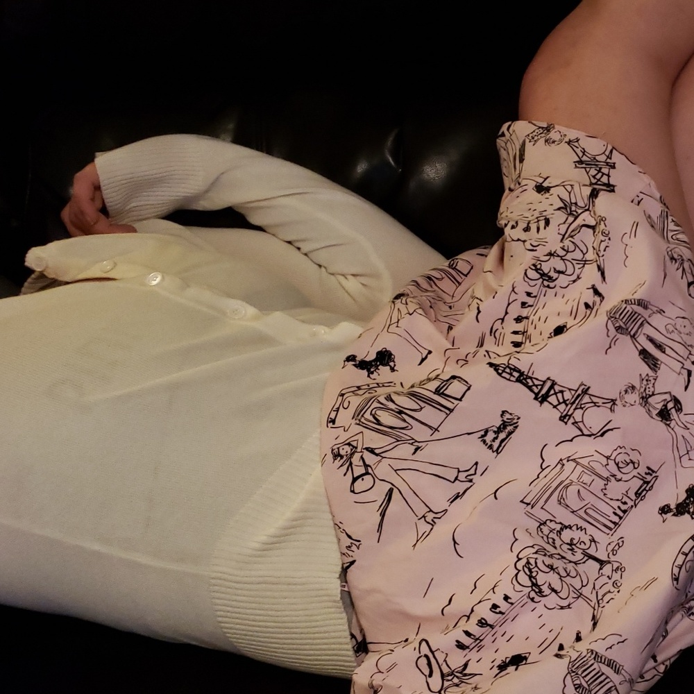 Pencil Skirt w/ Black Prints of Paris drawings